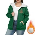 thumbnail image 4 of Bovxnpu Women's Winter Faux Furs Coats Long Sleeve Zip Up Fleece Jacket Casual Trendy Outerwear Women's Christmas Fashion Plus Size Solid Color Zip Hooded Fleece Sweatshirt Jacket, 4 of 5