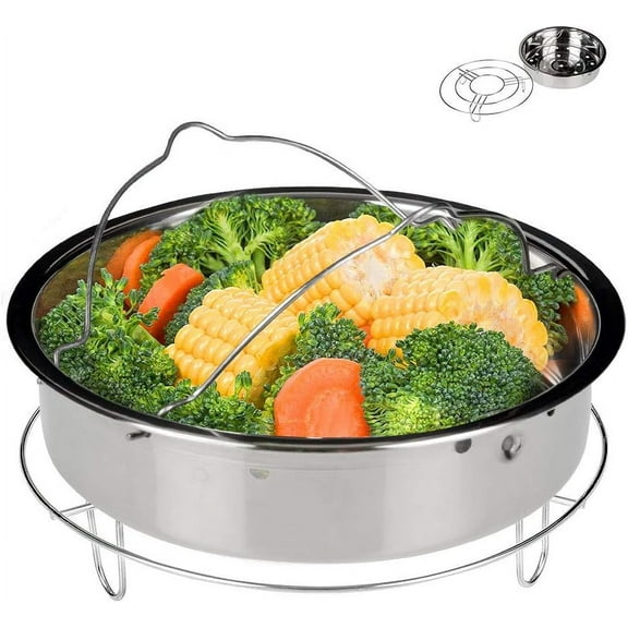 Stainless 6-quart Cooker Steam Rack Steamer Basket Insert Set