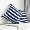 thumbnail image 4 of Throw Pillow Covers 26x26 Inch, Navy Blue Stripe Decorative Pillow Cases for Couch Sofa Bed, Modern Simple Geometric White Striped Cotton Linen Square Home Decor Pillowcases with Hidden Zipper, 4 of 7