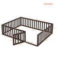 thumbnail image 2 of Bellemave Queen Size Floor Bed with Fence and Door, Wood Montessori Bed Frame, Floor Bed Frame, Slats Not Included  (Queen,Walnut), 2 of 13