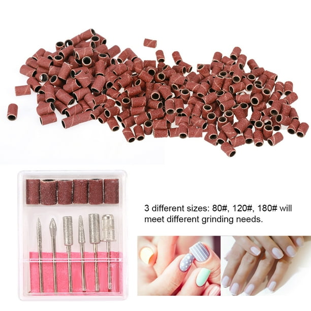 Sanding Bands for Nail Drill Herramienta de Lijado de u?as, 300pcs Cabeza de Arena de molienda de u?as para Pulido de u?as Molienda + 1 Juego de Brocas de perforación Manicura Amonsee No