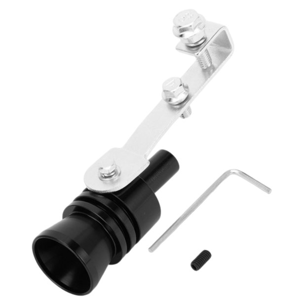 Silenciador de escape Turbo Sound Unique Bargains, silbato de tubo trasero L, fabricante de rugido para automóvil y motocicleta, aluminio negro, 1 juego