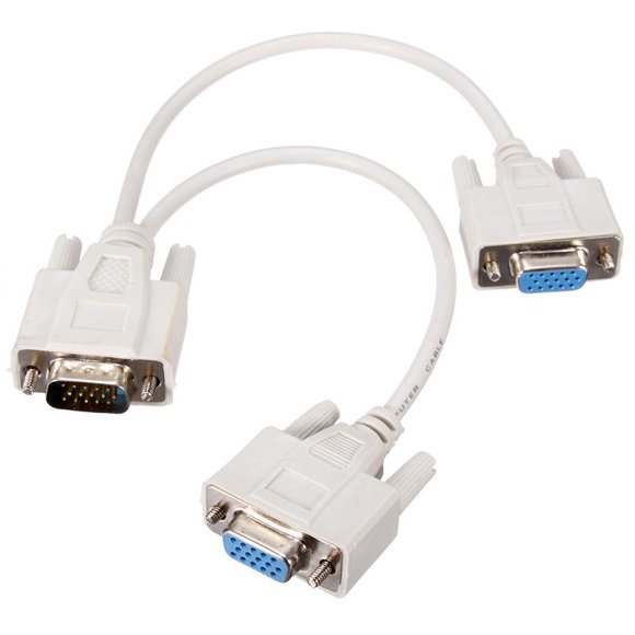 axGear VGA 1 To 2 Y Splitter Cable Monitor LCD Dual Display Mirror Screen