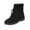 Black, variant on Womens Boots Round Toe Knitted Cuff Mid Calf Combat Lace Up Patchwork Suede Ankle Booties Chunky Low Block Heel Non Slip Winter Fashion Boots for Ladies