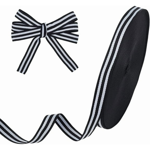 50 yard Polyester Stripe Ribbons Black 5/8 inch(15mm)