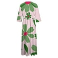 thumbnail image 5 of UTSJKR Women's Plus Size Casual Dress Deals Floral Print Button Up Lapel Neck Dress Tie Waist Pleated Loose Fit Flowy Long Dress 3/4 Sleeve Sundress 2024 Fashion Pink S, 5 of 5
