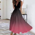 thumbnail image 2 of Maxi Maxi Robe, Robe Sans Manches Dégradé Mode Décontractée avec Col en V Robe Maxi Bohème, Robes d'Été pour Femmes, 2 of 5