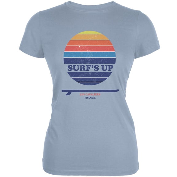 Surf's Up Les Cavaliers Beach Light Blue Juniors Soft T-Shirt - X-Large