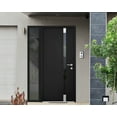 thumbnail image 3 of Front Exterior Prehung Steel Door / Cynex 6777 Black / Side Exterior Window / Stainless Inserts Single Modern Painted-W36+16" x H80"-Left-hand Inswing, 3 of 7