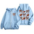 thumbnail image 1 of Women's Fashion Rugby Print Zippered Long Sleeve Hoodie with Pocket Drawstring Casual Athletic Sweatshirt, 1 of 6