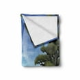 thumbnail image 2 of Fantasy Soft Flannel Fleece Blanket, Moon Surreal Scene with Riverside Lake Forest and Medieval Castle on Hill Art, Cozy Plush for Indoor and Outdoor Use, 50" x 60", Green and Blue, by Ambesonne, 2 of 6