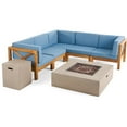 thumbnail image 1 of Noble House Brava 5 Seater Sectional Sofa Set with Fire Pit Teak Blue/Light Gray, 1 of 17
