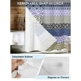 thumbnail image 3 of No Hook Cloth Fabric Shower Curtain with Snap in Liner, Boho Purple Waterproof Shower Curtains Set with See Through Top Window, Navy Geometric Stripes Tribal Black Bohemia Bath Curtains 54"x78", 3 of 6