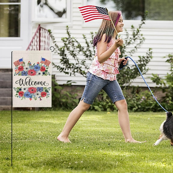 Antqov 4th of July Garden Flags, Independence Day Flag Double Sided Yard Flags Memorial Day Flag Fourth of July Garden Decoration for Party Supplies