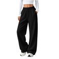 thumbnail image 5 of Sewkxo Girls Wide Leg Sweatpants Drawstring Elastic Waist Baggy Pants Trendy Loose Athletic Joggers with Pocket,Black 120, 5 of 6