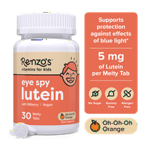 Renzo’s Eye Spy Lutein Vitamins for Kids, Sugar-Free, Vegan Melty Tabs, 30 Count