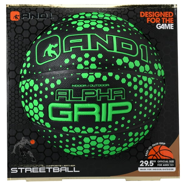 AND1 ALPHA GRIP COMPOSITE BASKETBALL (BLACK/GREEN)