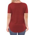 thumbnail image 4 of Sonducket Camiseta de mujer con cuello en V Blusa casual Color sólido Color sólido Manga corta Top Prendas para la parte del cuerpo Vino rojo M Sonducket AP003157-18, 4 of 6