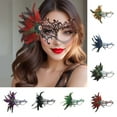 thumbnail image 5 of Xfvqtps Mardi Gras Mask for Women Masquerade Masks Half Face Feather Rhinestone Hollow out Carnival Mask for Makeup Performance Ball Party Black, 5 of 5