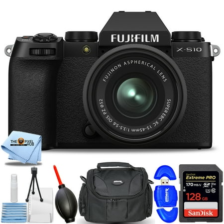 FUJIFILM X-S10 Mirrorless Camera with XC 15-45mm f/3.5-5.6 OIS PZ Lens (Black)