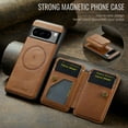 thumbnail image 5 of Wallet Case for Google Pixel 8 Pro, Removable Magnetic Back Cover Compatible with MagSafe, Premium PU Leather Slim Shockproof Phone Case with Detachable Card Holder Kickstand,Brown, 5 of 12