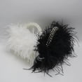 thumbnail image 2 of Bolso de mano Miuco Real Natural con plumas de avestruz con cuentas negras, 2 of 2