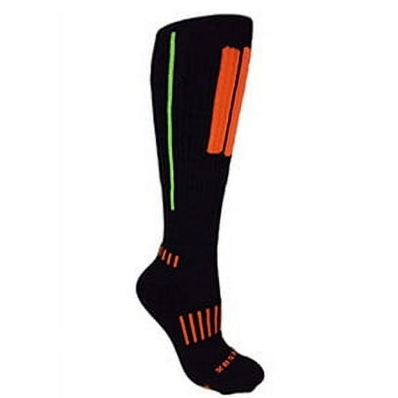 MOXY Socks Black with Orange and Lime Green Performance APeX Fitness Deadlift Socks