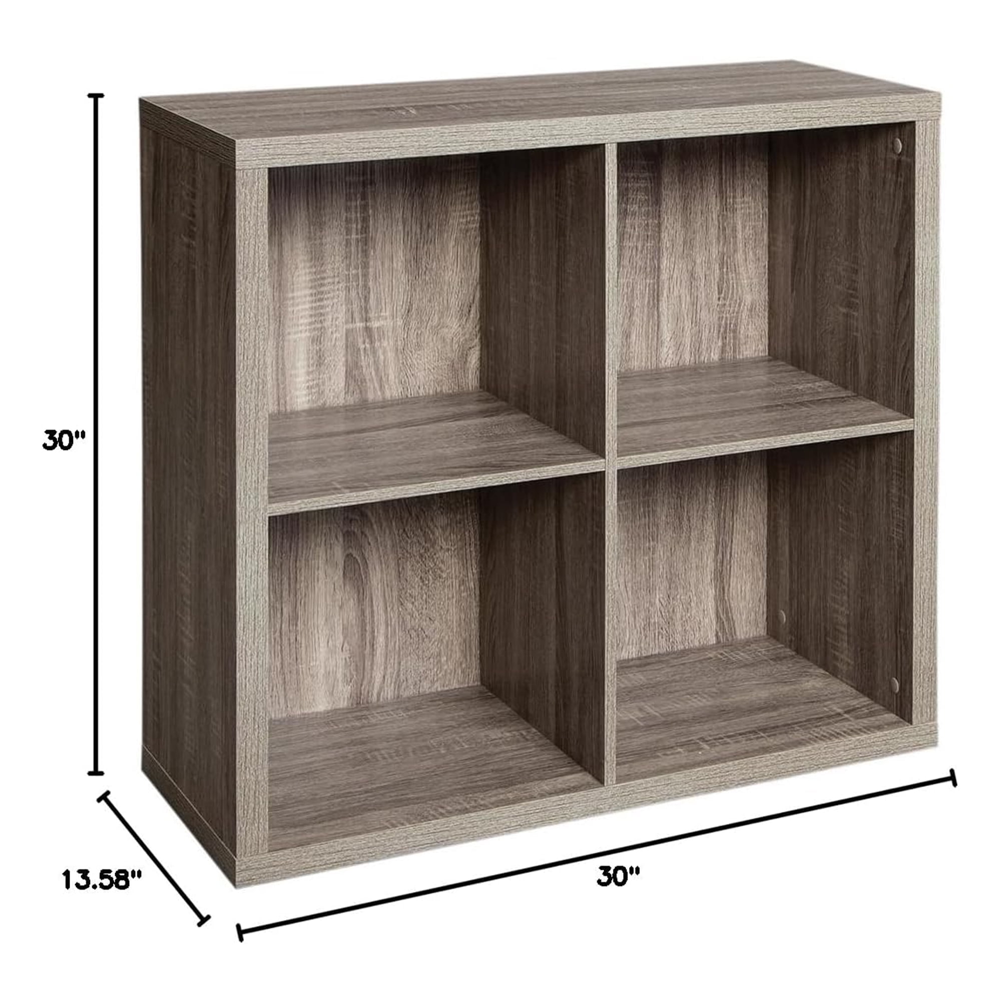 ClosetMaid 4 Cube Storage Shelf Bookshelf Organizer with Back Panel, Gray