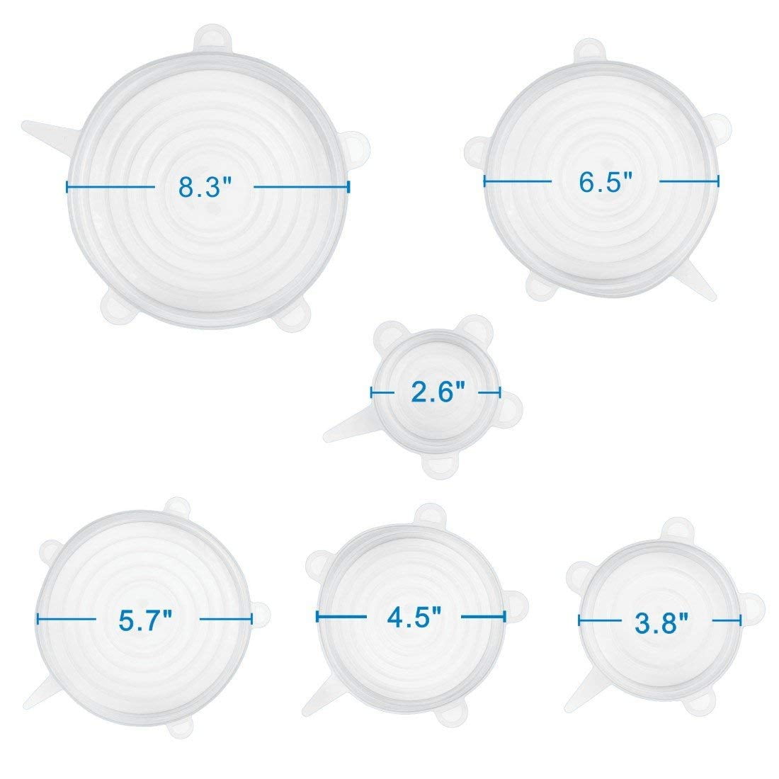 12 Pcs Silicone Stretch Lids, Reusable Durable and Expandable Lids, Keeping Food Fresh, Durable and Stretchable to Fit Various Sizes and Shapes of Containers, Microwave and Dishwasher Safe 6 Sizes