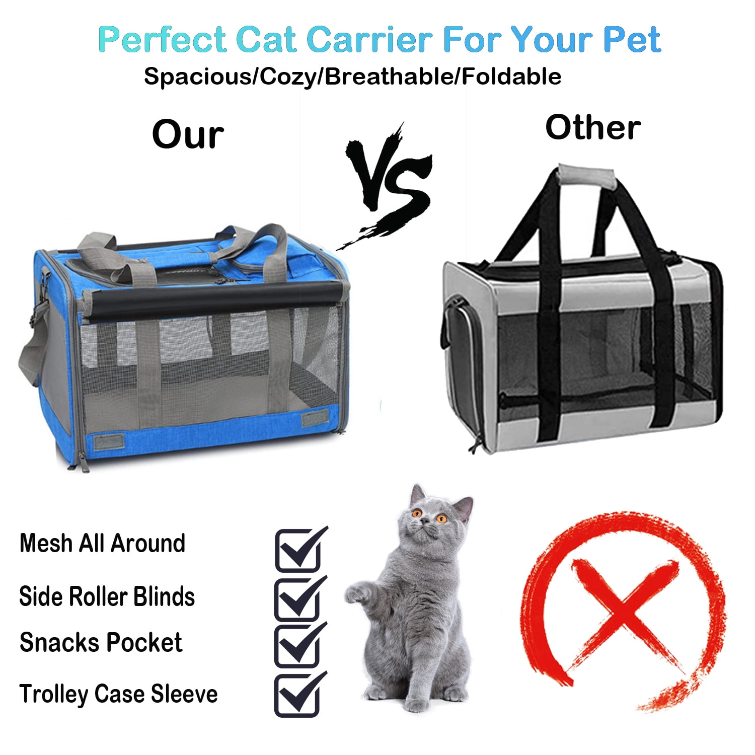 BurgeonNest Cat Carrier for Large Cats 20 lbs,Medium Cats Under 25