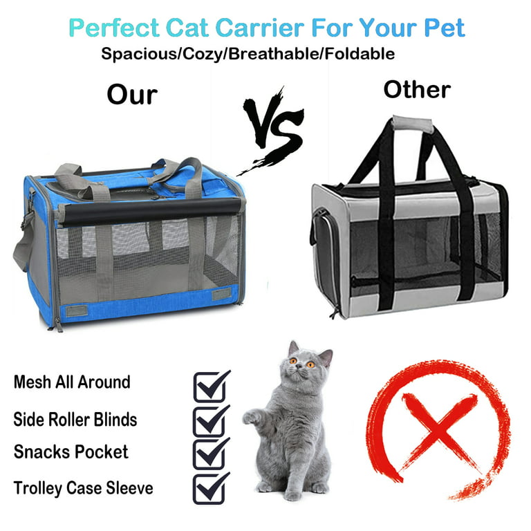 Cshidworld Cat Carrier Pet Carrier for Small Dogs Medium Cats Puppies Up to 20lbs, Collapsible Soft Sided Cat Travel Carriers with A Bowl, Airline