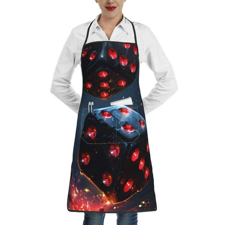 

Sikiie Cosmic Red Sparkle Dice Aprons for Kitchen Cooking Aprons Chef Apron for Men Women Chef