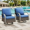 thumbnail image 2 of PARKWELL Outdoor Swivel Glider Chair Set of 2,Patio Rattan Swivel Rocking Lounge Chair with Navy Cushions for Porch Balcony Backyard,Brown Wicker, 2 of 10