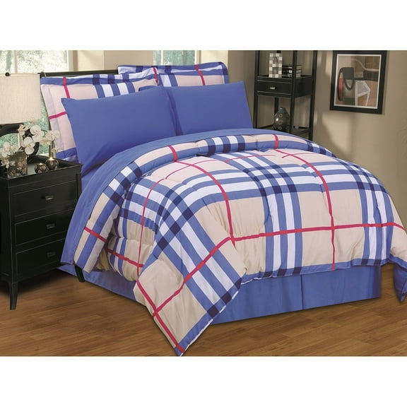 Porch & Den  Jenne Reversible Patterned Bed-in-a-Bag 8-PC Comforter Set Elegant Queen 8 Piece