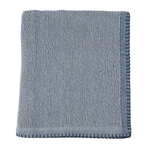 SARO TH860.NB5060 50 x 60 in. Whipstitch Throw Blanket Navy Blue