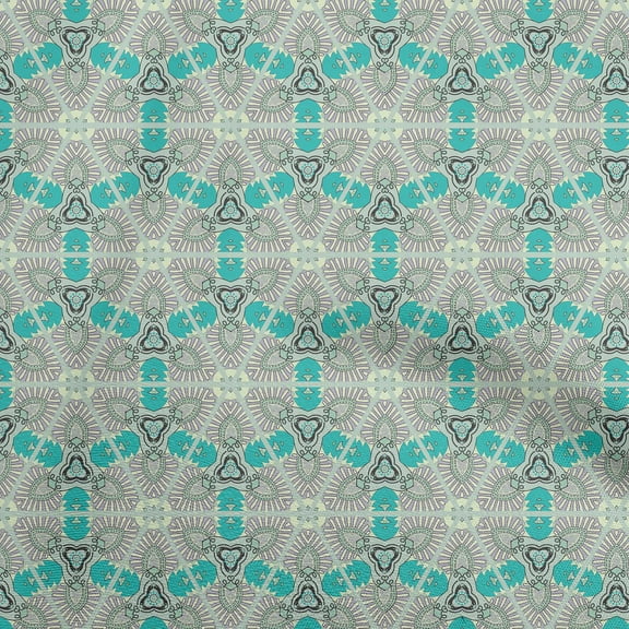 oneOone Polyester Spandex Turquoise Blue Fabric African Craft Projects Decor Fabric Printed By The Yard 56 Inch Wide