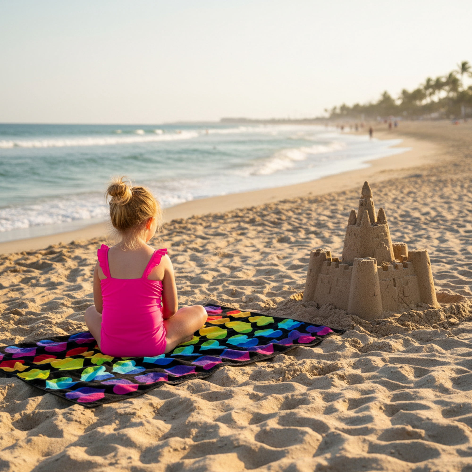 Wildkin Kids 100% Cotton Beach Towel for Boys and Girls (Rainbow Hearts)