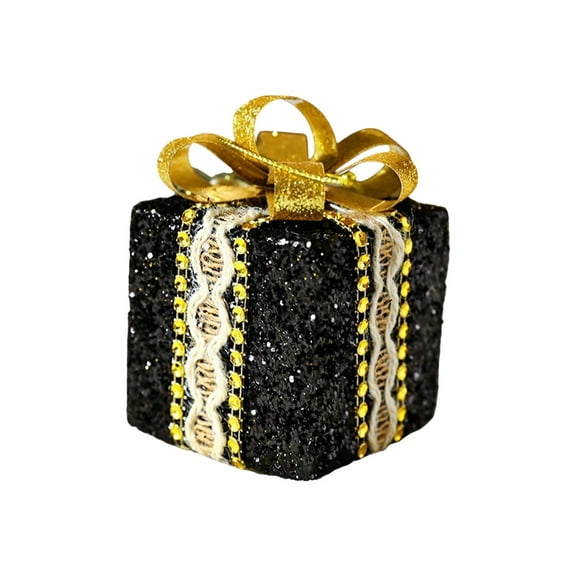 Christmas Gift Box Ornaments, Foam Present Hanging Decor for Xmas Tree, Lightweight Safe Holiday Decoration for s(Black)