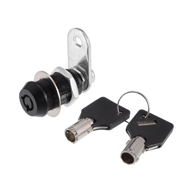 Unique Bargains 1 juego de cerraduras para autocaravana de 1-1/8 pulgadas con 2 llaves, cerraduras de puerta de almacenamiento para archivador, caja de herramientas, color negro