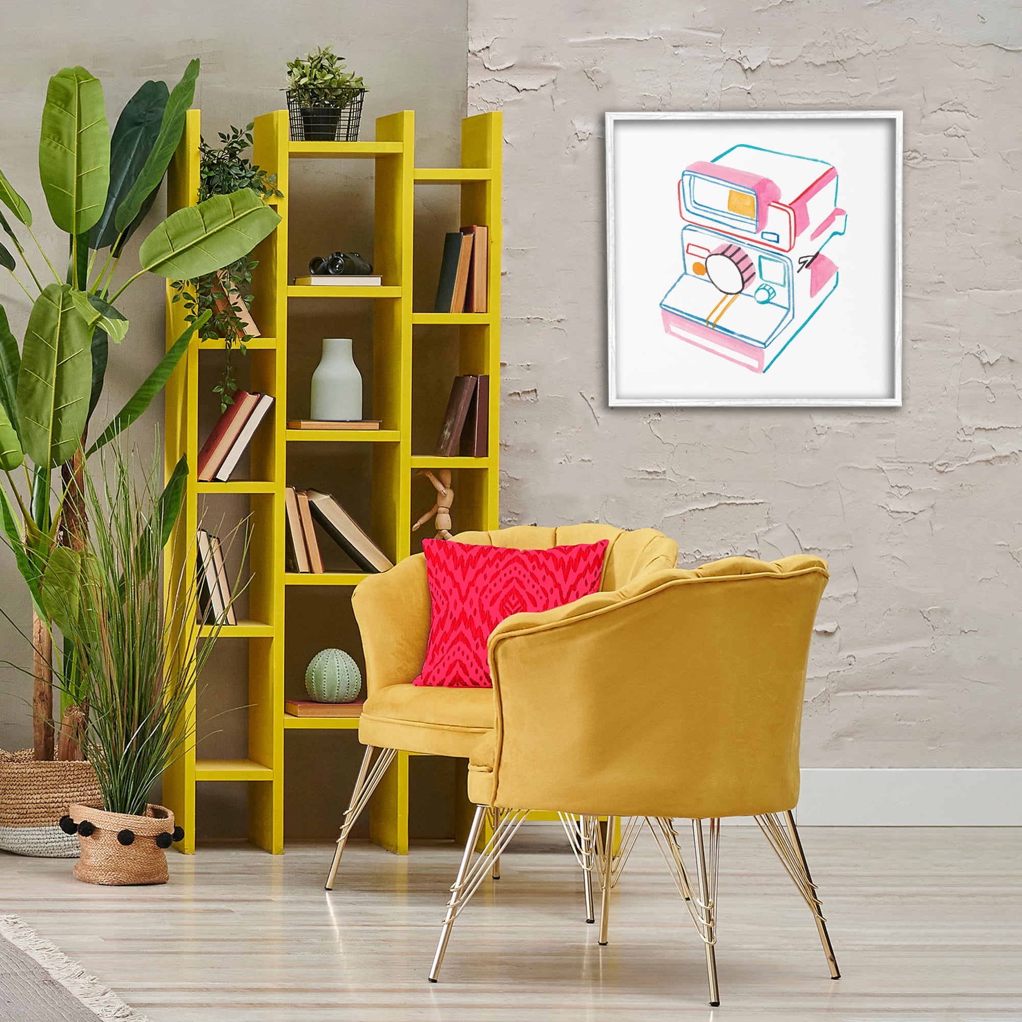 Stupell Industries Pastel Film Camera Novelty Painting White Framed Art Print Wall Art, 24 x 24