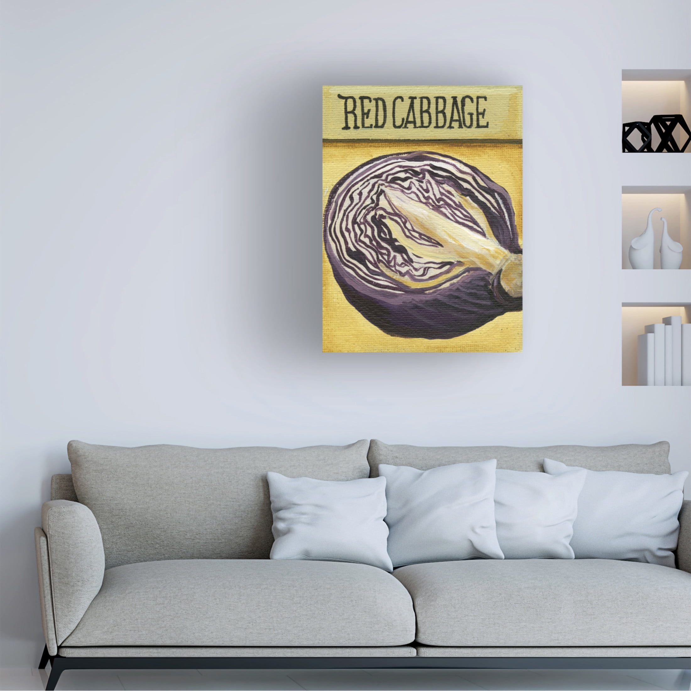 Canvas Wall Art - Debbi Wetzel 'Seed Packets 21 - Red Cabbage' Wall Art for Living Room, Bedroom, or Office Décor by Trademark Fine Art - 35 x 47 Inches