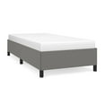 thumbnail image 2 of Twin Bed Frame Dark Gray Fabric 39.4x74.8in, Modern Platform Bed with Plywood Slats, Durable & Stable for Bedroom Furniture, 2 of 9