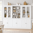 thumbnail image 5 of Homfa 71"H Pantry Cabinet with Tempered Glass Doors, 5 Tier Cupboard with Adjustable Shelf for Kitchen Dining Room, White, 5 of 7
