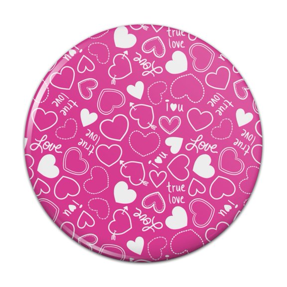 Cute Hearts Love Pattern on Pink Pinback Button Pin