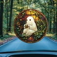 thumbnail image 2 of Window Hanging Acrylic Cute Ghost in Hat Suncatcher, Car Decoration with Floral Design, Fun and Whimsical Gift for Halloween or Ghost Lovers, 2 of 4