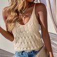 thumbnail image 6 of FAIWAD Womens Knit Tank Tops Summer V Neck Camisole Spaghetti Strap Cami Top Sleeveless Casual Solid Color Crochet Vest, 6 of 8