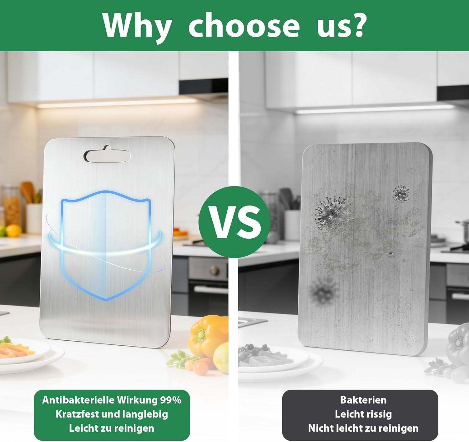 RGHJAR-100% Pure Titanium Cutting Boards for Kitchen, Dishwasher Safe Chopping Board for Meat, Double Sided and Effortlessly Clean, with Anti-slip Mat, 12"L x 8"W