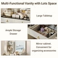 thumbnail image 4 of Vanity Desk with Charging Station, Small Makeup Vanities Set with LED Light Mirror and Drawers, Vanity Table for Bedroom with Storage Stool, 4 of 6