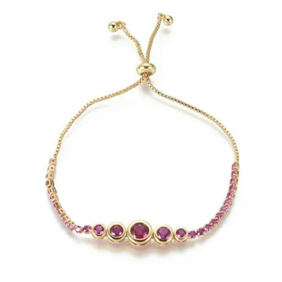 EOEMY Adjustable Bracelet Slider Bracelet Gold Fuchsia Green Adjustable 8mm Z230-Fuchsia