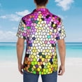 thumbnail image 4 of Fotbe Colorful Tie Dye Stained Glass 3 Camisa Hawaiana para Hombre Unisex – Camisa Casual de Verano con Botones de Manga Corta de Algodón y Lino,3X-Large, 4 of 7
